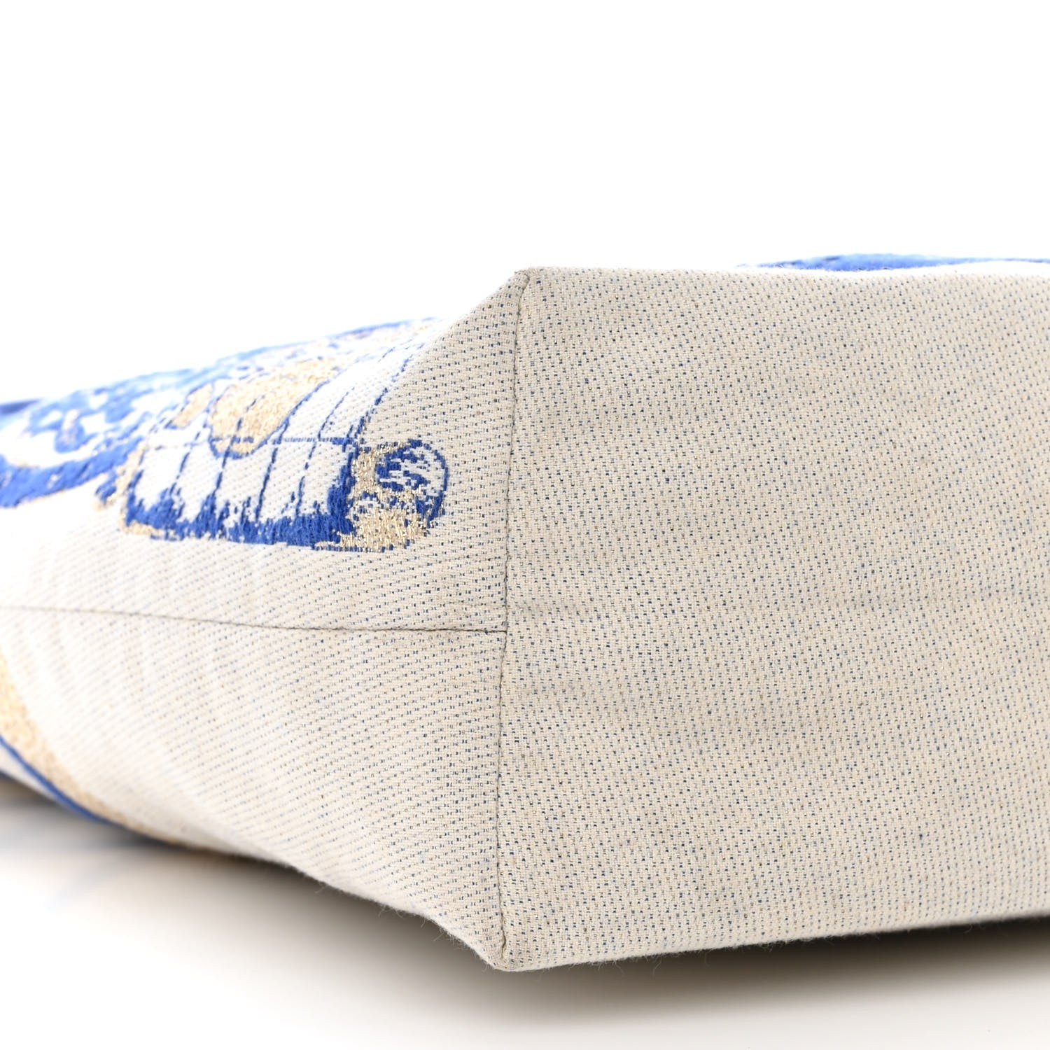 Christian Dior Canvas Print Tote Ivory Blue 8 of 10