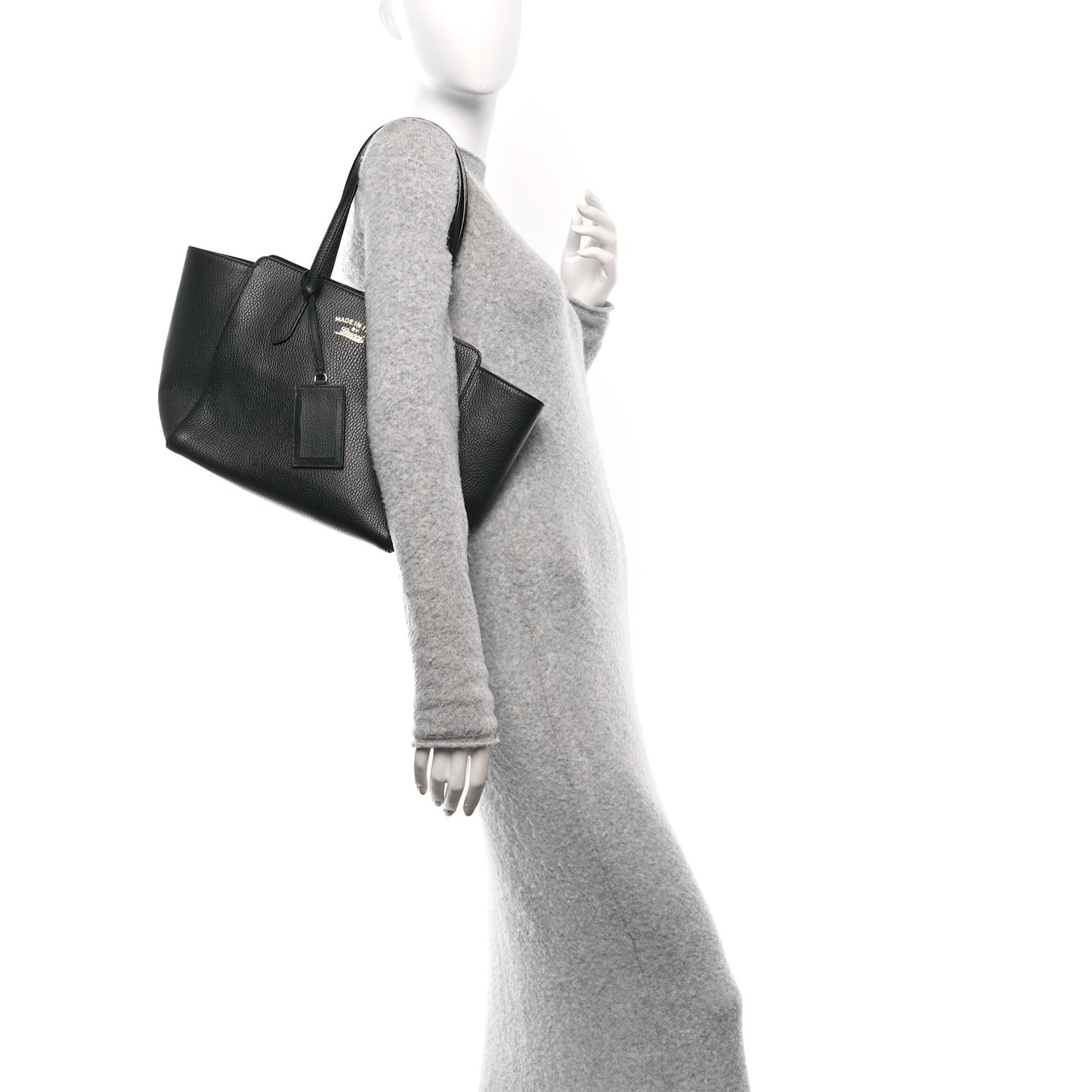 Pebbled Calfskin Small Swing Tote Black