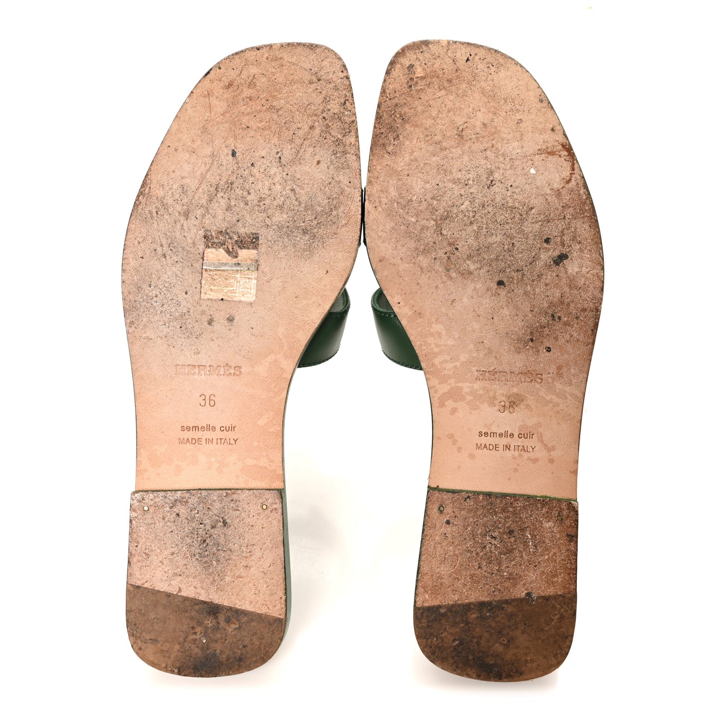 Calfskin Oran Sandals 36 Vert Viride
