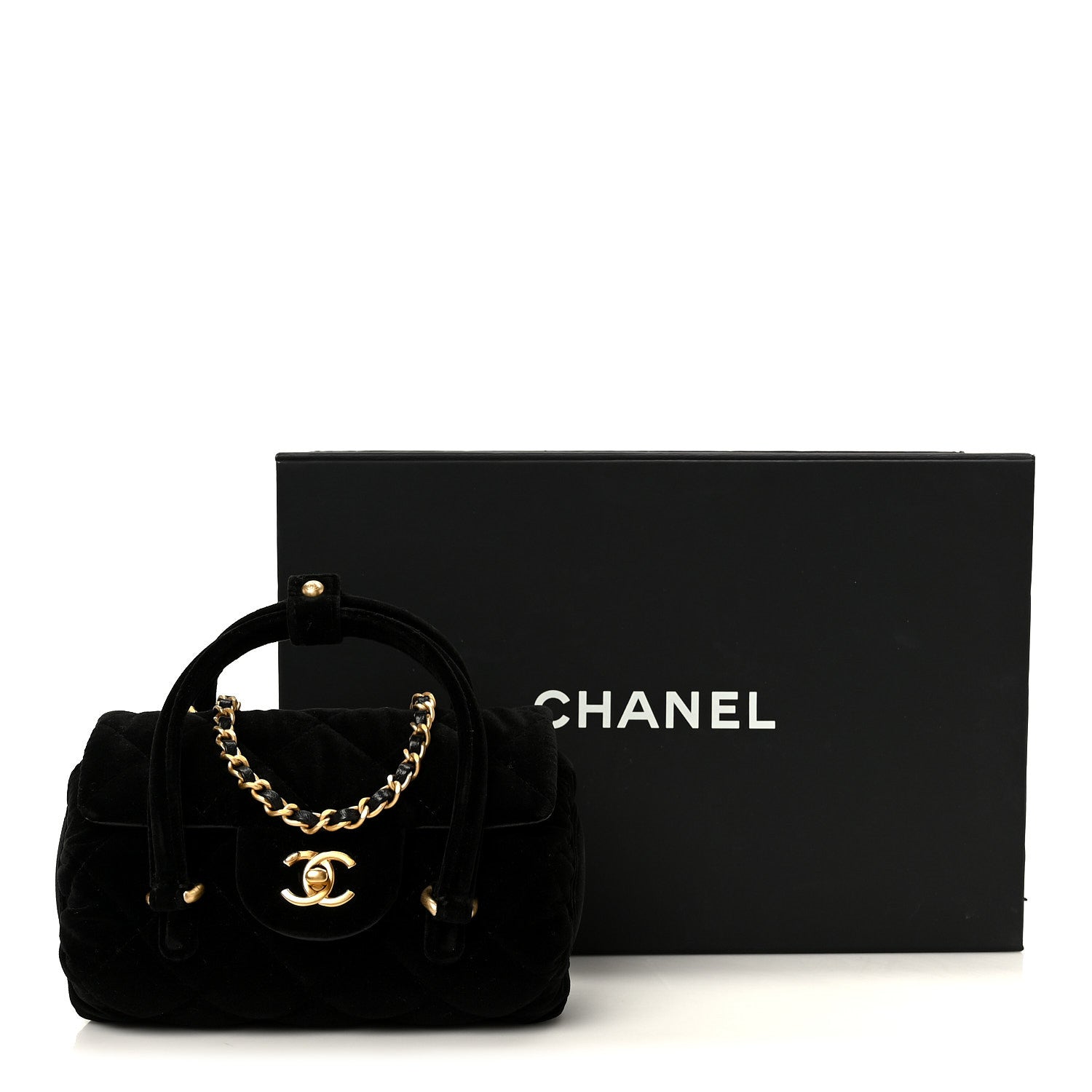 Chanel Velvet Quilted Mini Top Handle Flap Black 13 of 13