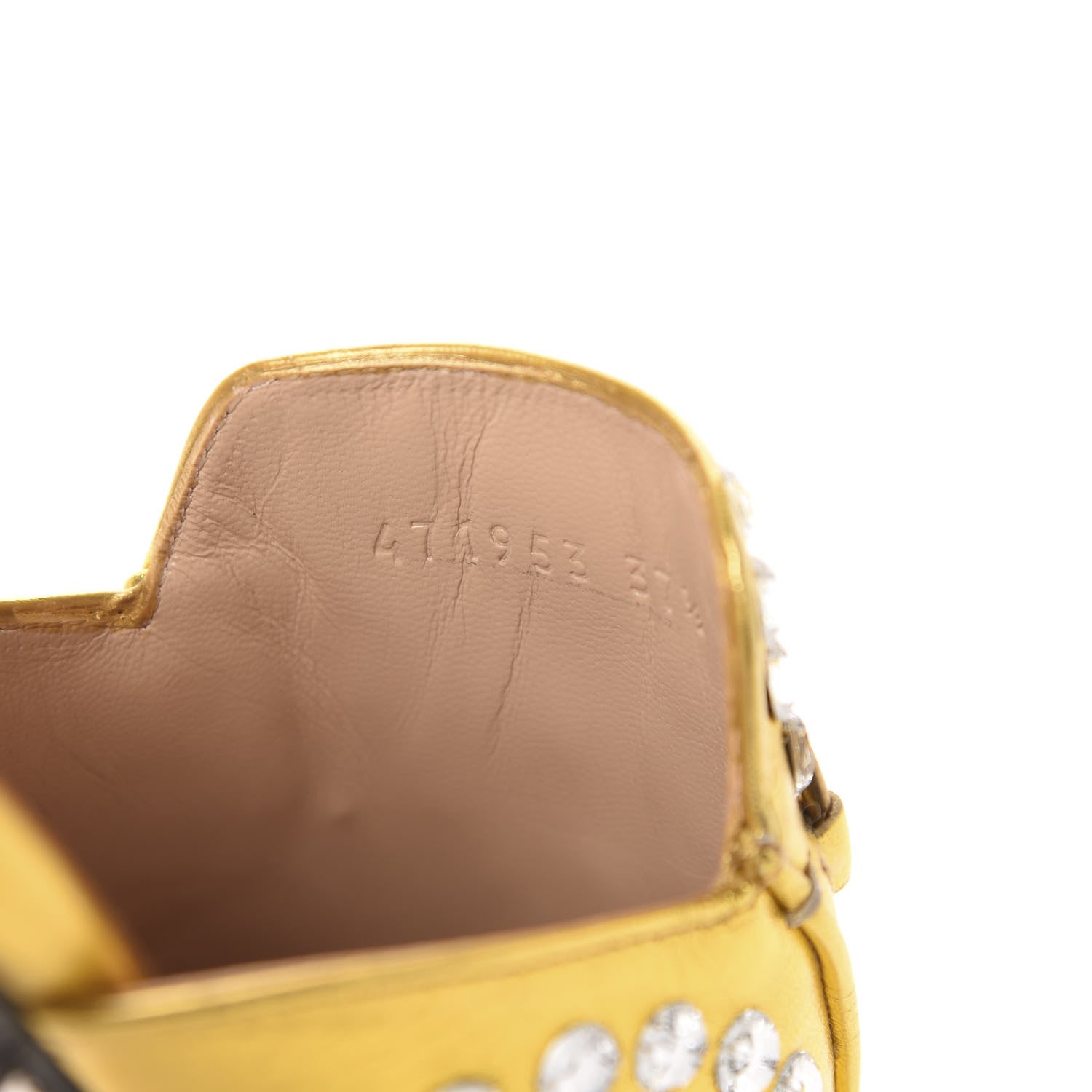 Gucci Metallic Nappa Crystal Womens Princetown Slippers 37.5 Gold 9 of 10