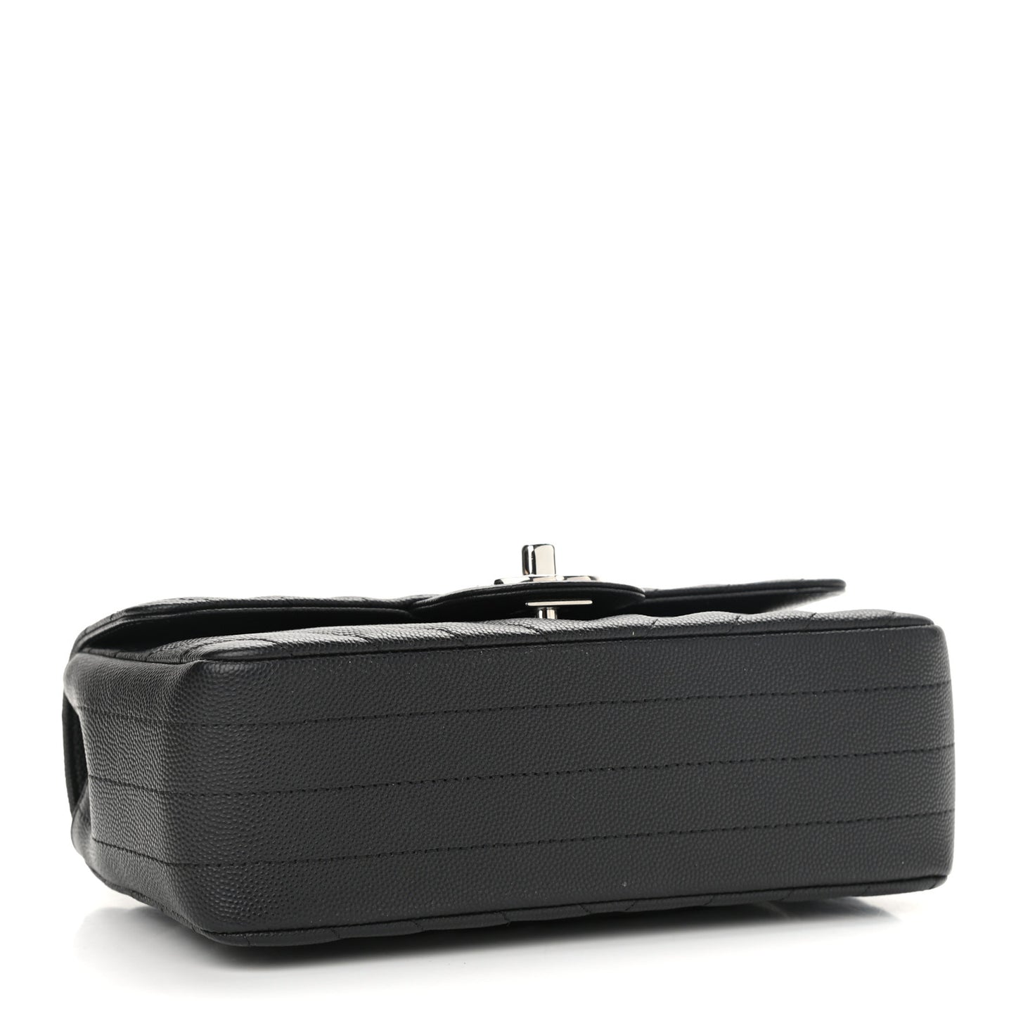 Caviar Chevron Quilted Mini Rectangular Flap Black