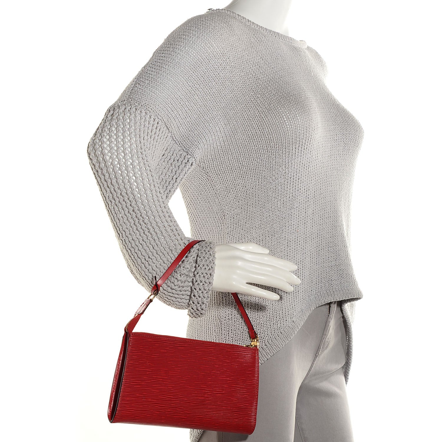 Louis Vuitton Epi Pochette Accessories 24 Castillan Red 2 of 7