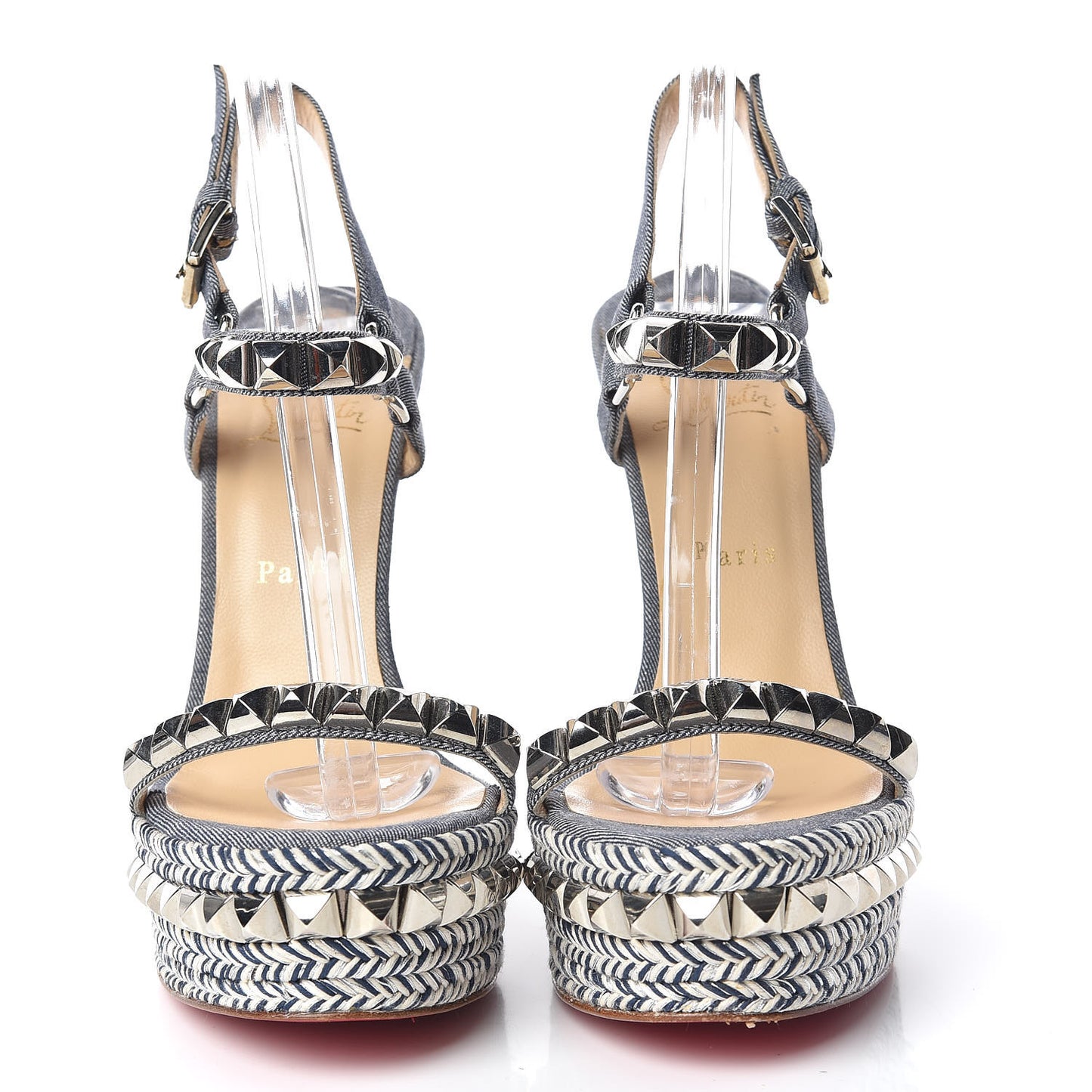 Denim Pyraclou 140 Wedge Sandals 40 Blue White