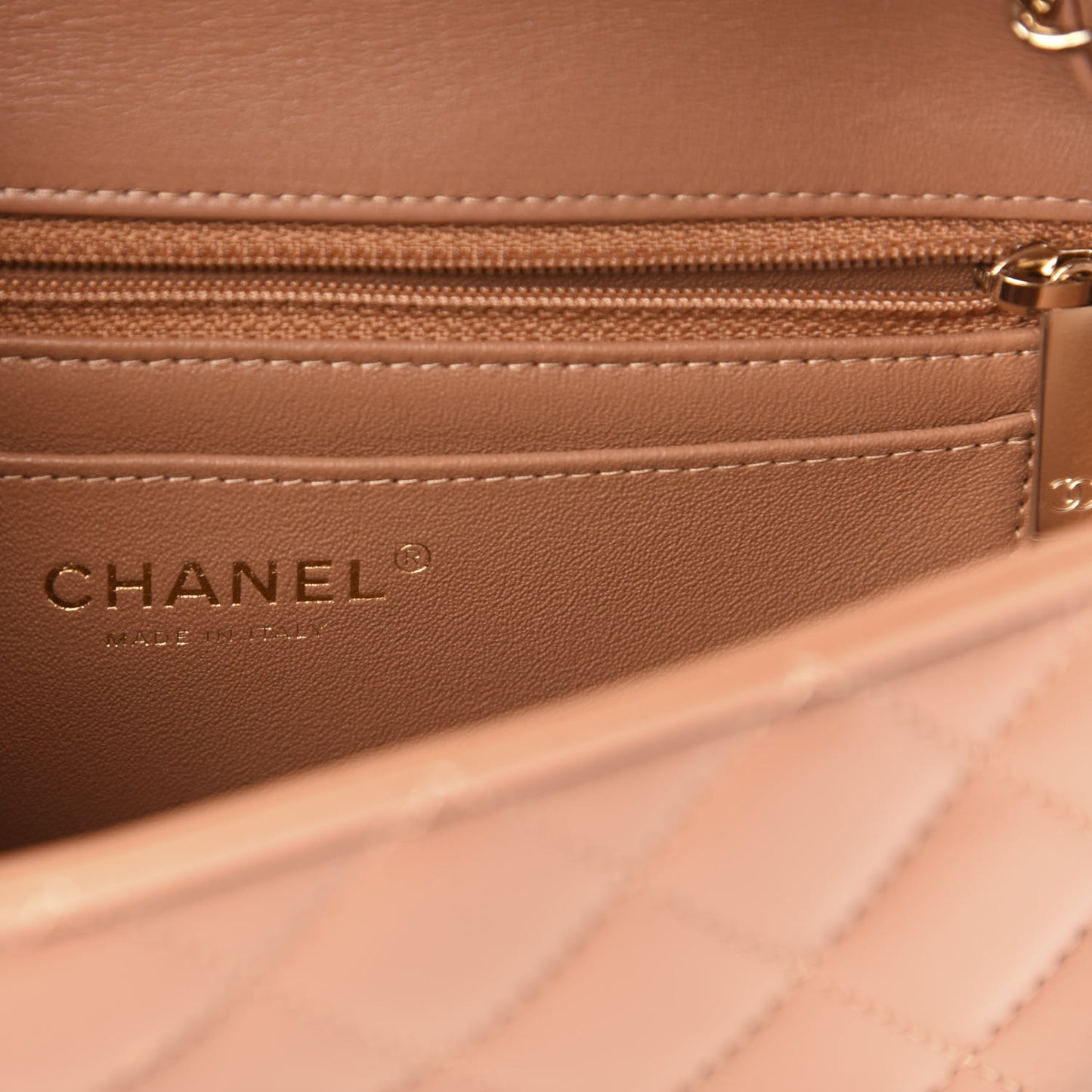 Lambskin Quilted Mini Rectangular Flap Brown