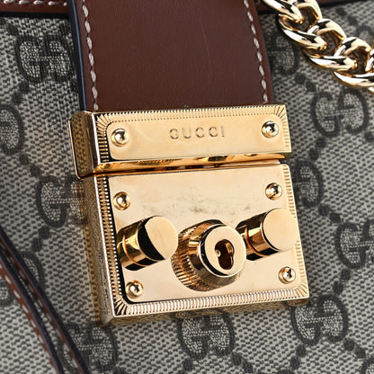 Gucci GG Supreme Monogram Calfskin Small Padlock Tote Beige Ebony Tuscany 11 of 12