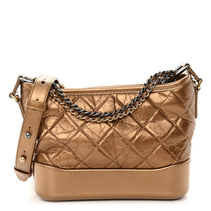 Chanel Metallic Aged Calfskin Quilted Small Gabrielle Hobo Bronze 1 of 10