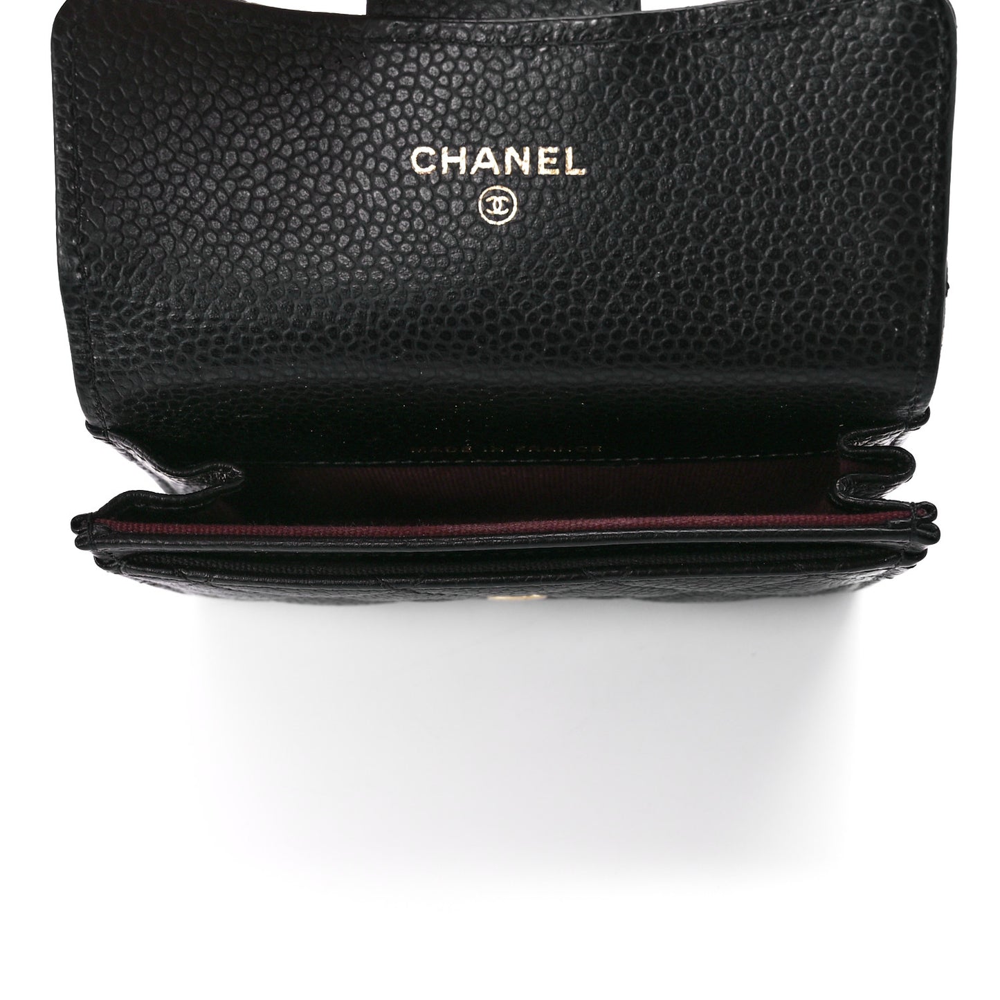 Caviar Quilted Flap Card Holder Wallet Black