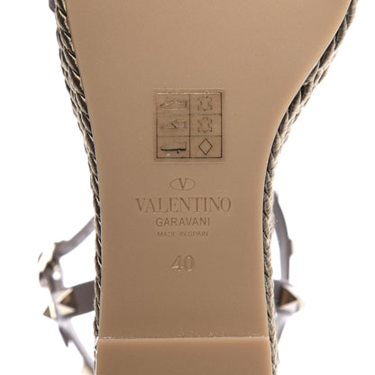 Valentino Garavani Silk Calfskin Rockstud Torchon Espadrille 25/115mm Wedge Sandals 40 Clay 9 of 11