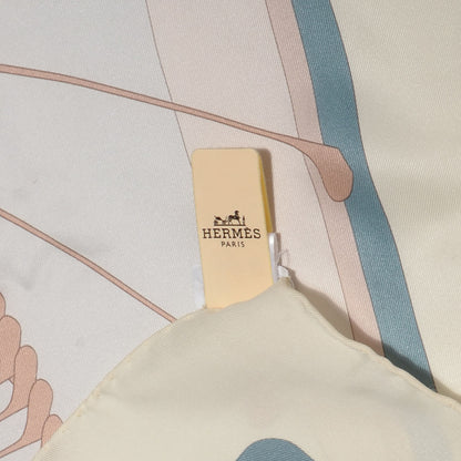 Hermes Silk Swing Scarf 70 Ivory Rose Nacre Bleu 7 of 18