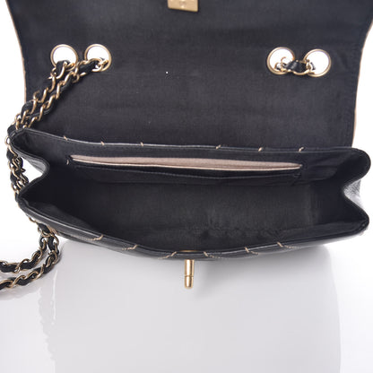 Chanel Lambskin Chevron Small Single Flap Bag Black Beige 7 of 13