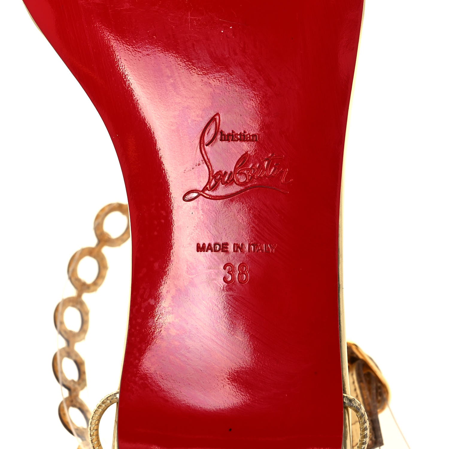 Christian Louboutin Metallic Calfskin Flatmalama Chain Flat Sandals 38 Gold 6 of 7