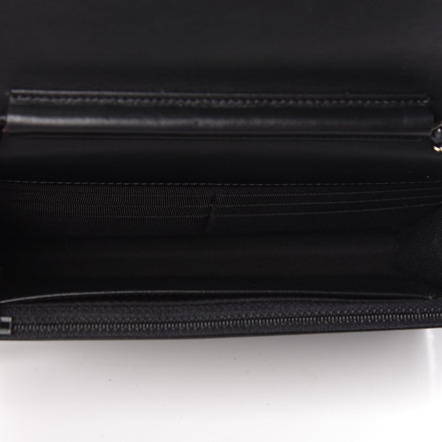 Aged Calfskin Chevron Quilted Gabrielle Wallet On Chain WOC Black