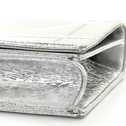 Christian Dior Metallic Ceramic Effect Deerskin Medium Diorama Flap Bag Silver 10 of 13