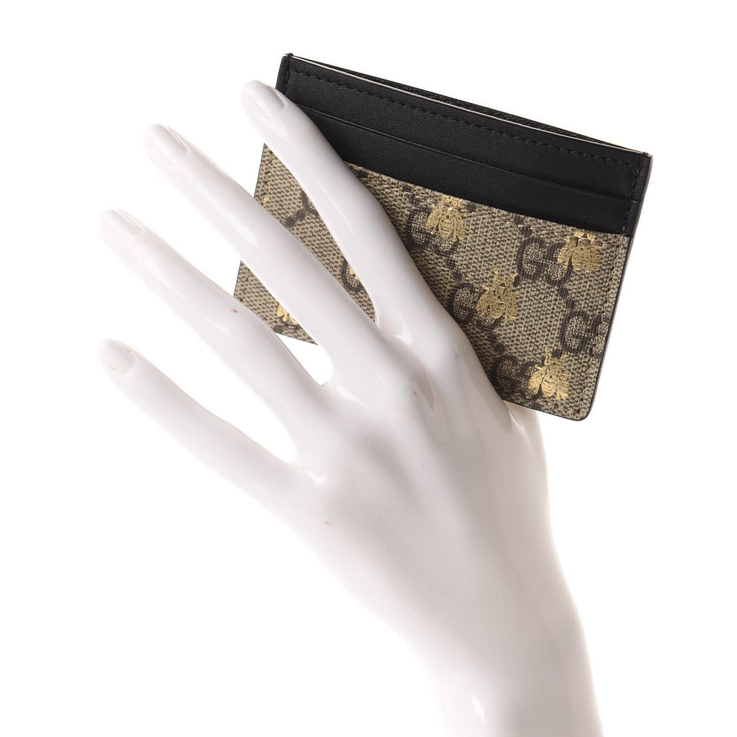 GG Supreme Monogram Bees Card Holder Black