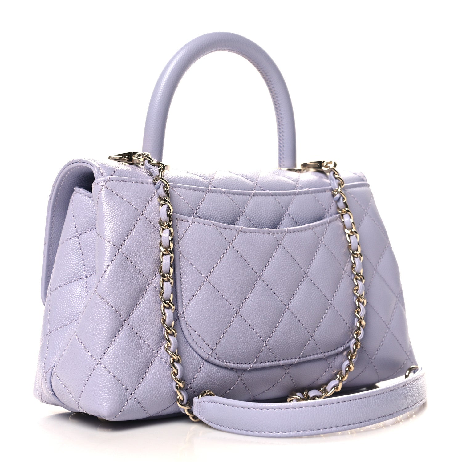 Chanel Caviar Quilted Mini Coco Handle Flap Light Purple 3 of 10