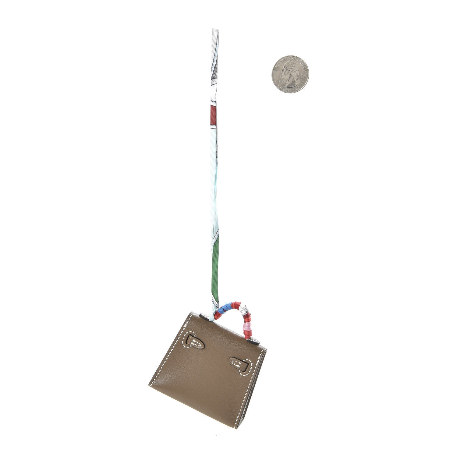 Hermes Tadelakt Mini Kelly Twilly Bag Charm Etoupe 2 of 4