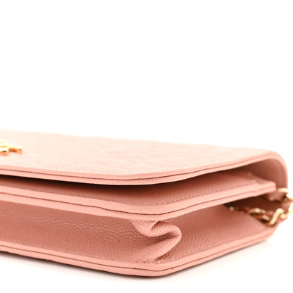 Chanel Caviar Camellia Embossed Wallet On Chain WOC Pink 11 of 12