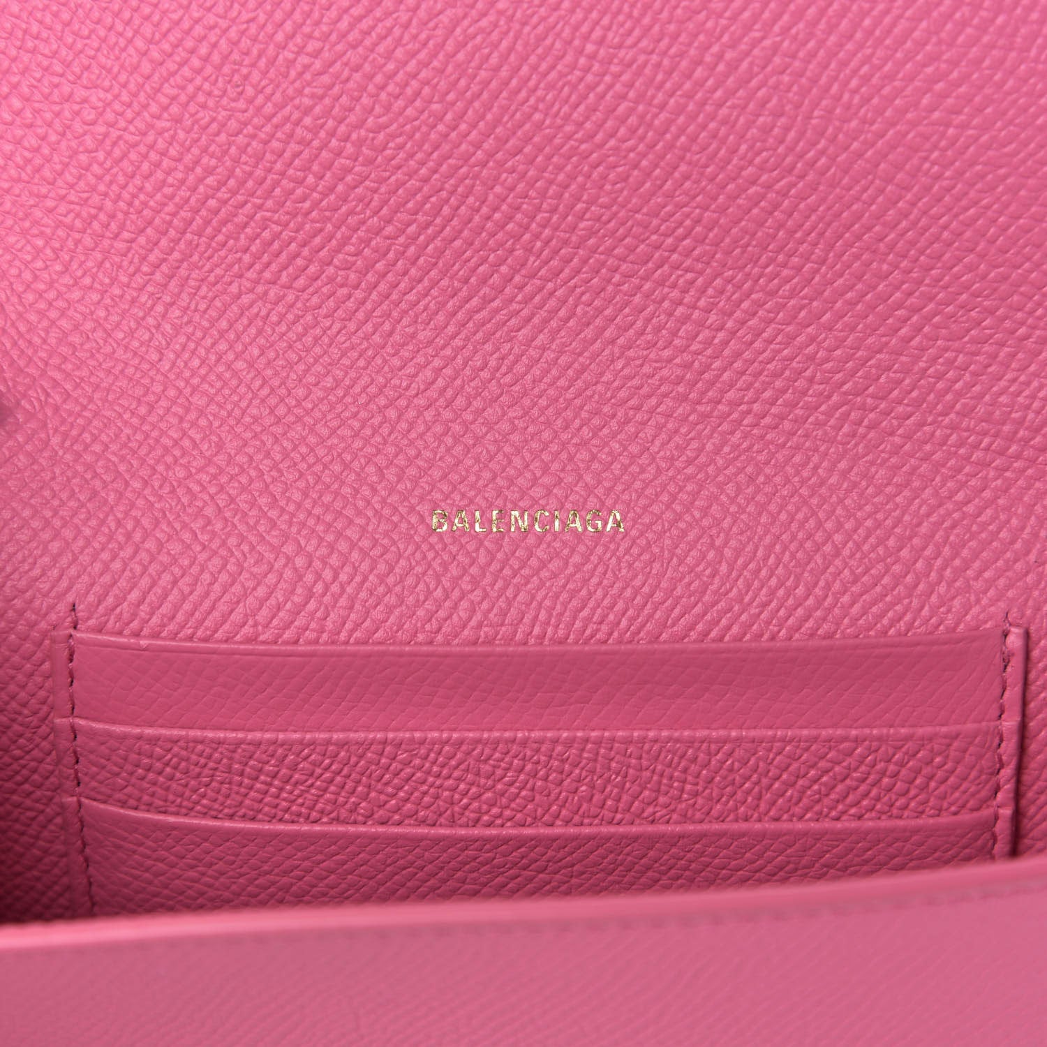 Balenciaga Signature Grained Calfskin Logo Ville Wallet on Chain Bubble Gum Black 6 of 9