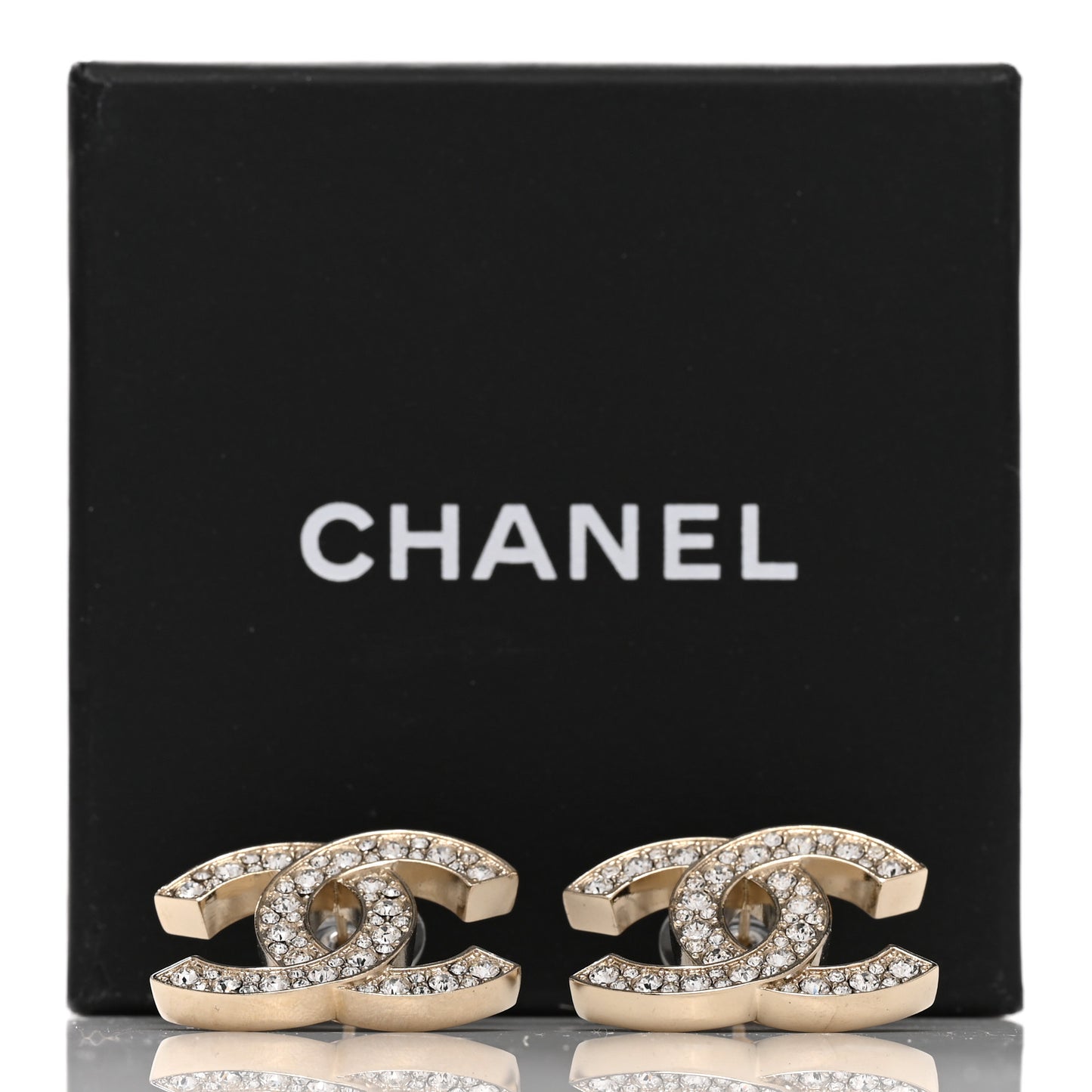 Crystal CC Earrings Light Gold