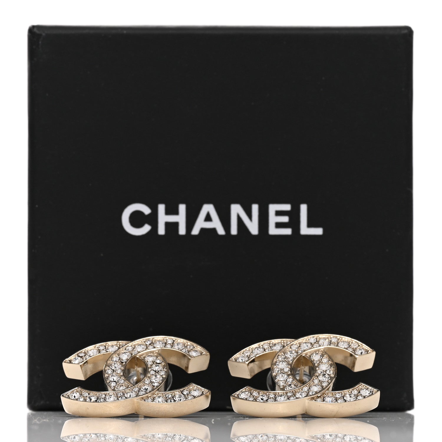 Chanel Crystal CC Earrings Light Gold 5 of 5