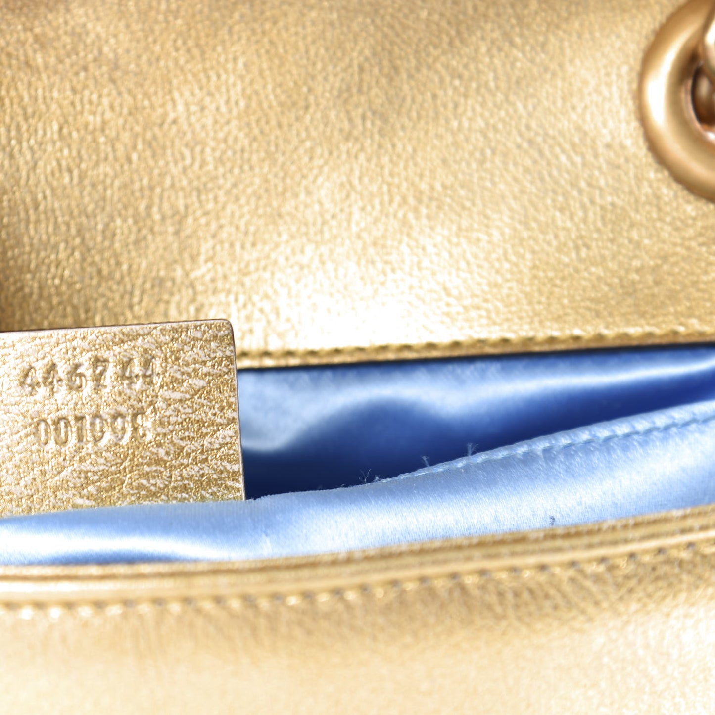 Metallic Calfskin Matelasse Mini GG Marmont Shoulder Bag Gold Pink