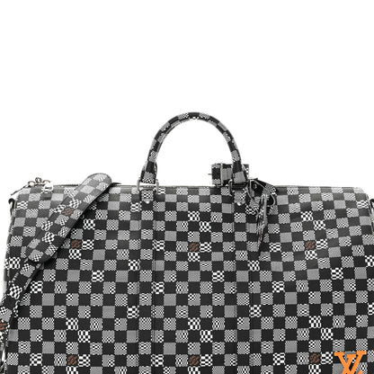 Louis Vuitton Damier Distorted Keepall Bandouliere 50 Black White 7 of 9