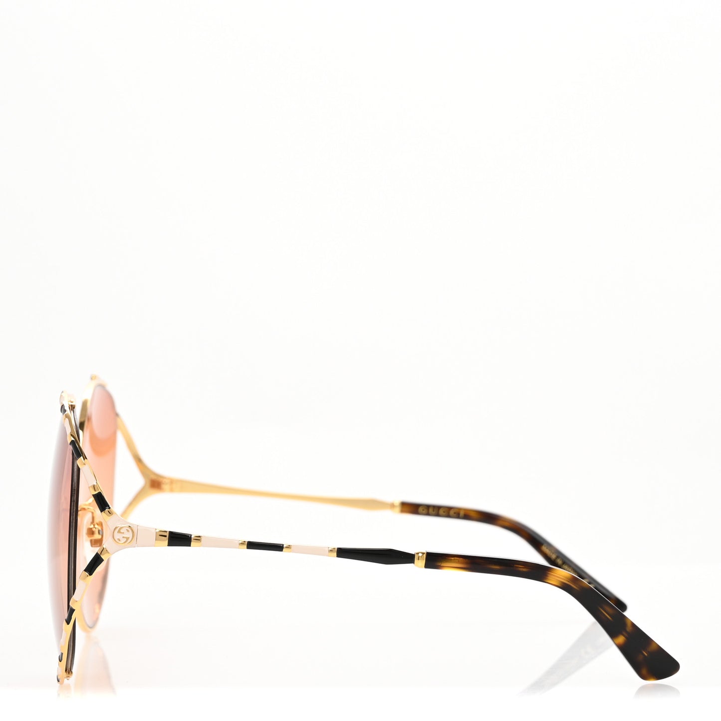 Metal Round Frame GG0595S Sunglasses Gold Black