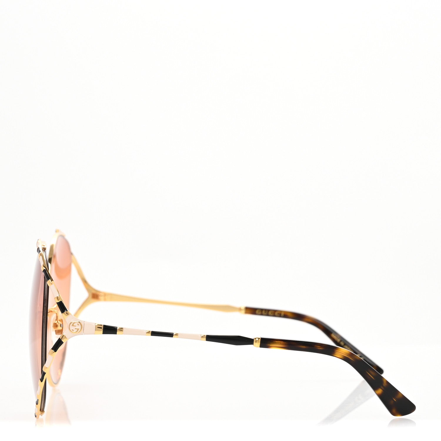 Gucci Metal Round Frame GG0595S Sunglasses Gold Black 3 of 7