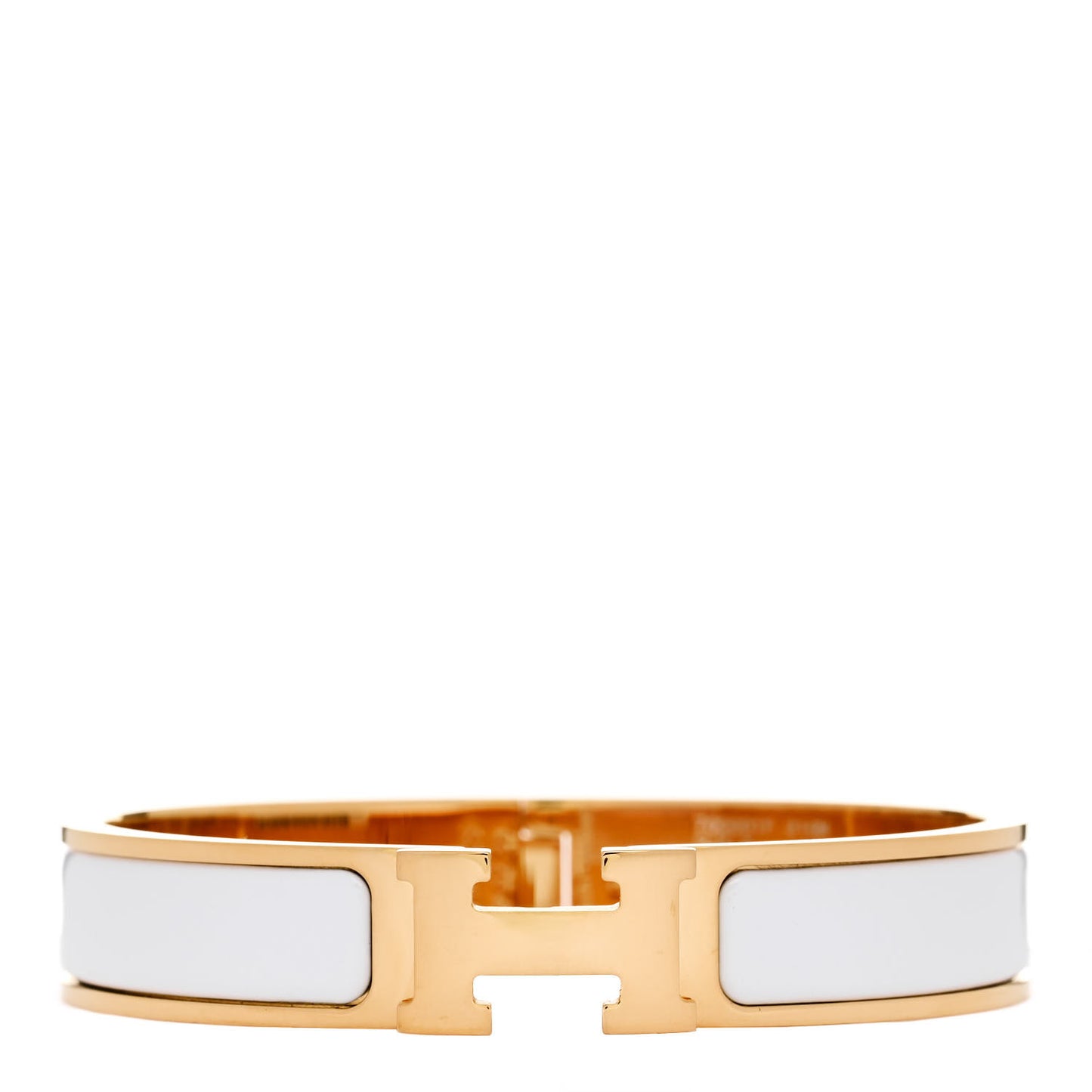 Enamel Narrow Clic Clac H Bracelet GM White