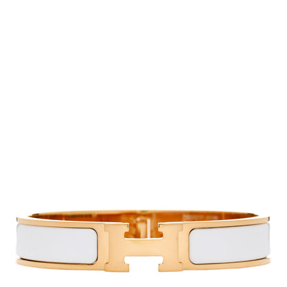 Hermes Enamel Narrow Clic Clac H Bracelet GM White 1 of 5