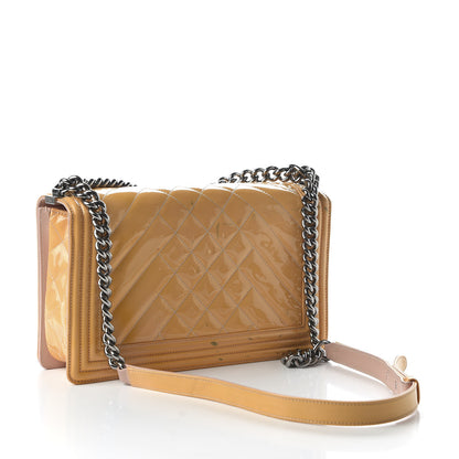 Chanel Patent Chevron Quilted New Medium Boy Flap Beige 3 of 10