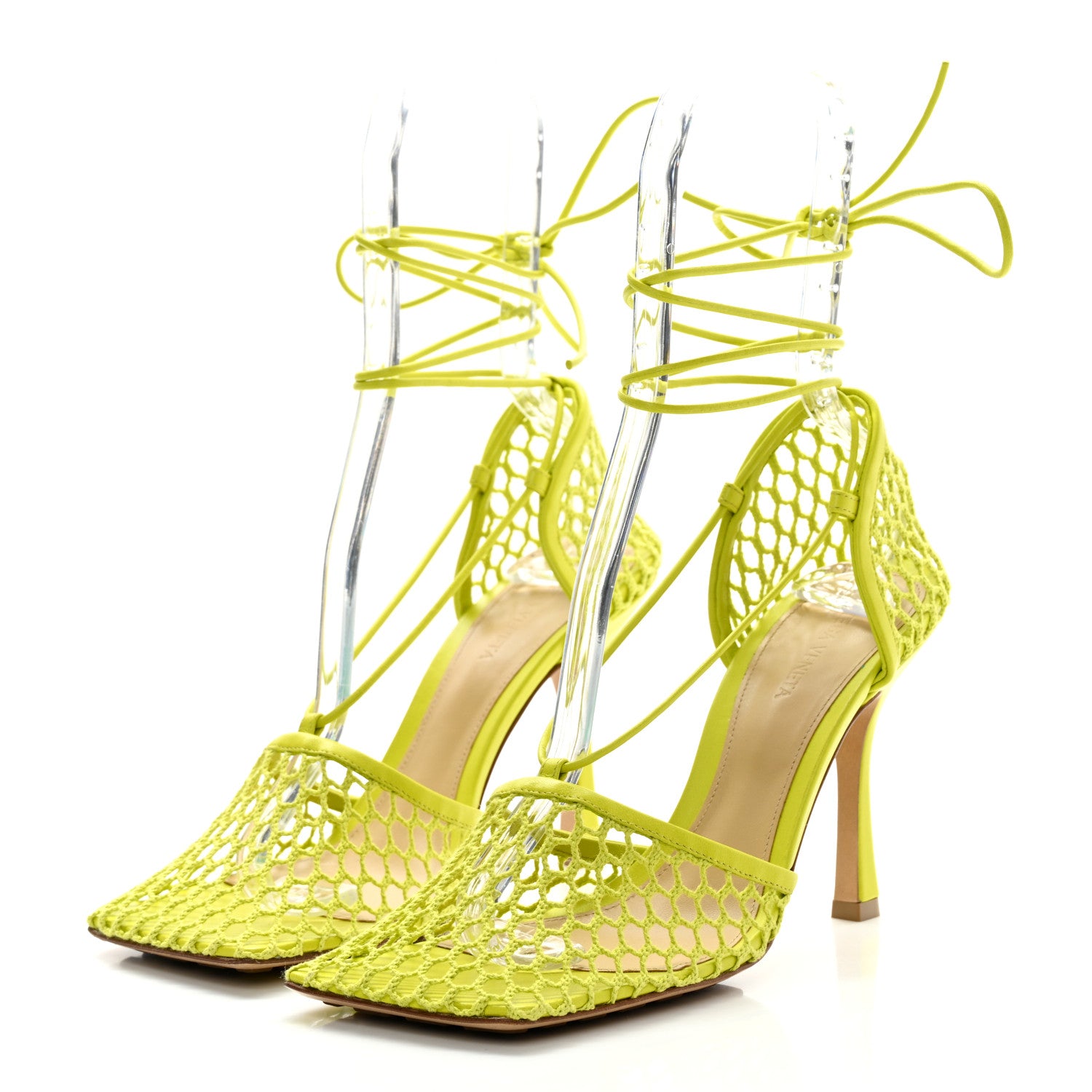 Bottega Veneta Mesh Nappa Stretch Ankle Tie Sandals 40 Kiwi 3 of 7