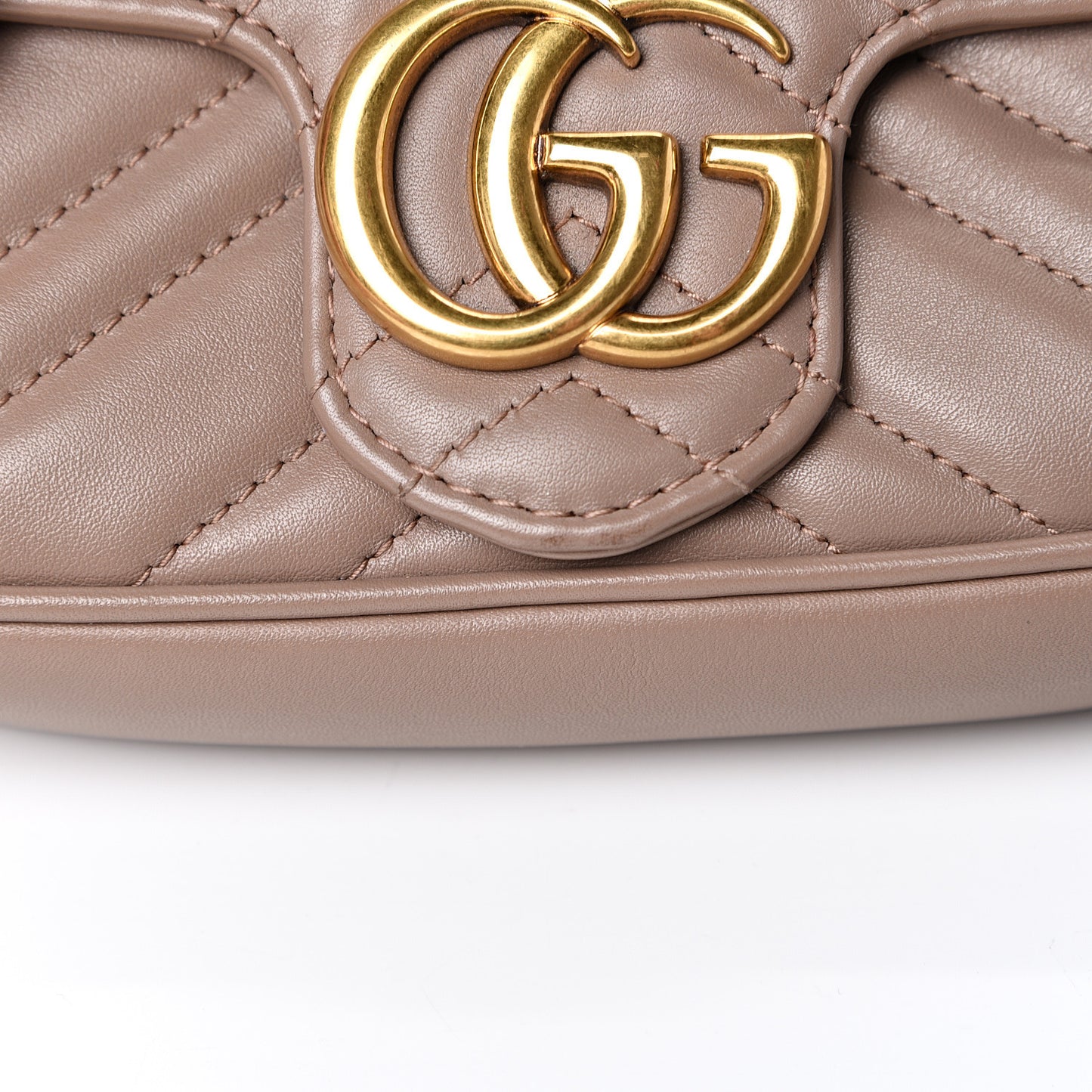 Calfskin Matelasse Super Mini GG Marmont Shoulder Bag Porcelain Rose