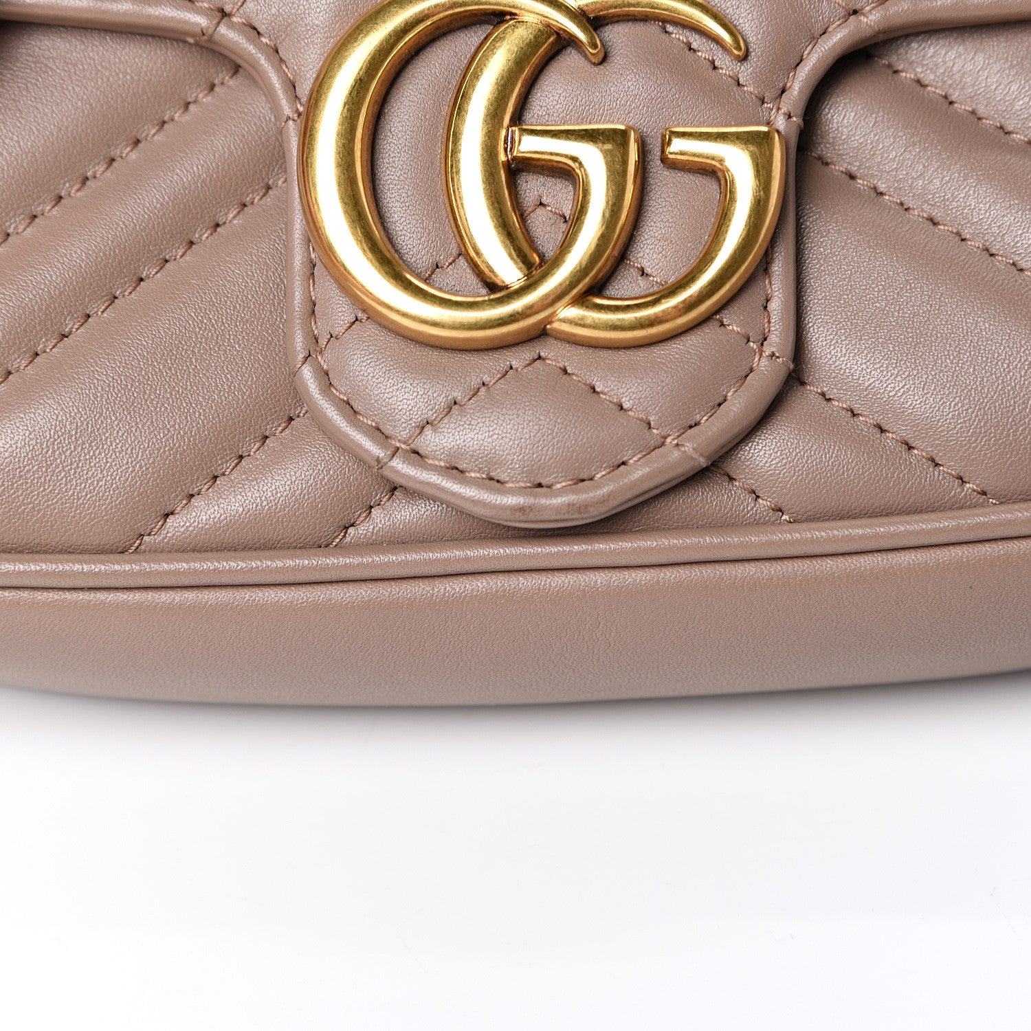 Gucci Calfskin Matelasse Super Mini GG Marmont Shoulder Bag Porcelain Rose 10 of 14