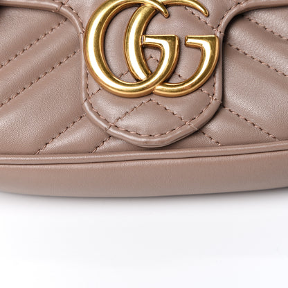 Gucci Calfskin Matelasse Super Mini GG Marmont Shoulder Bag Porcelain Rose 10 of 14