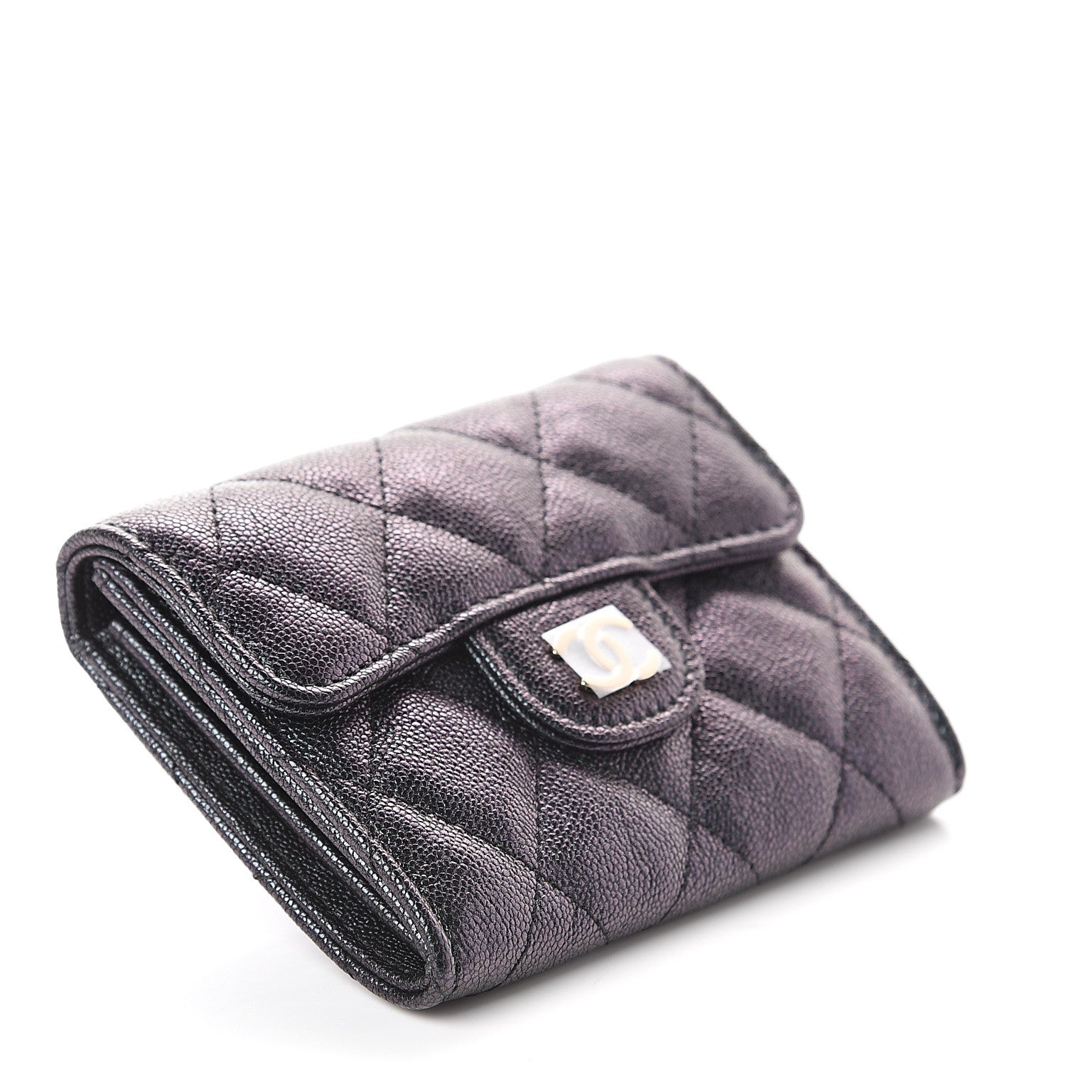 Chanel Iridescent Caviar Quilted Flap Card Holder Wallet Black 3 of 8
