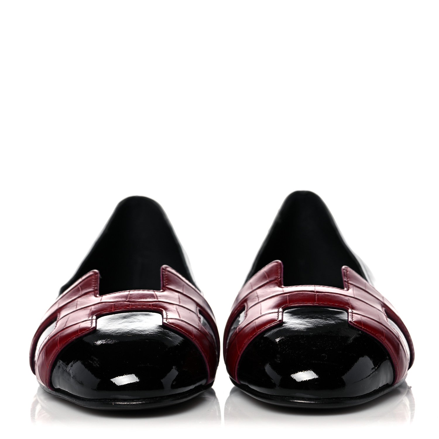 Hermes Patent Shiny Alligator Nice Ballerina Flats 38 Black 2 of 8
