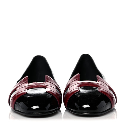 Hermes Patent Shiny Alligator Nice Ballerina Flats 38 Black 2 of 8