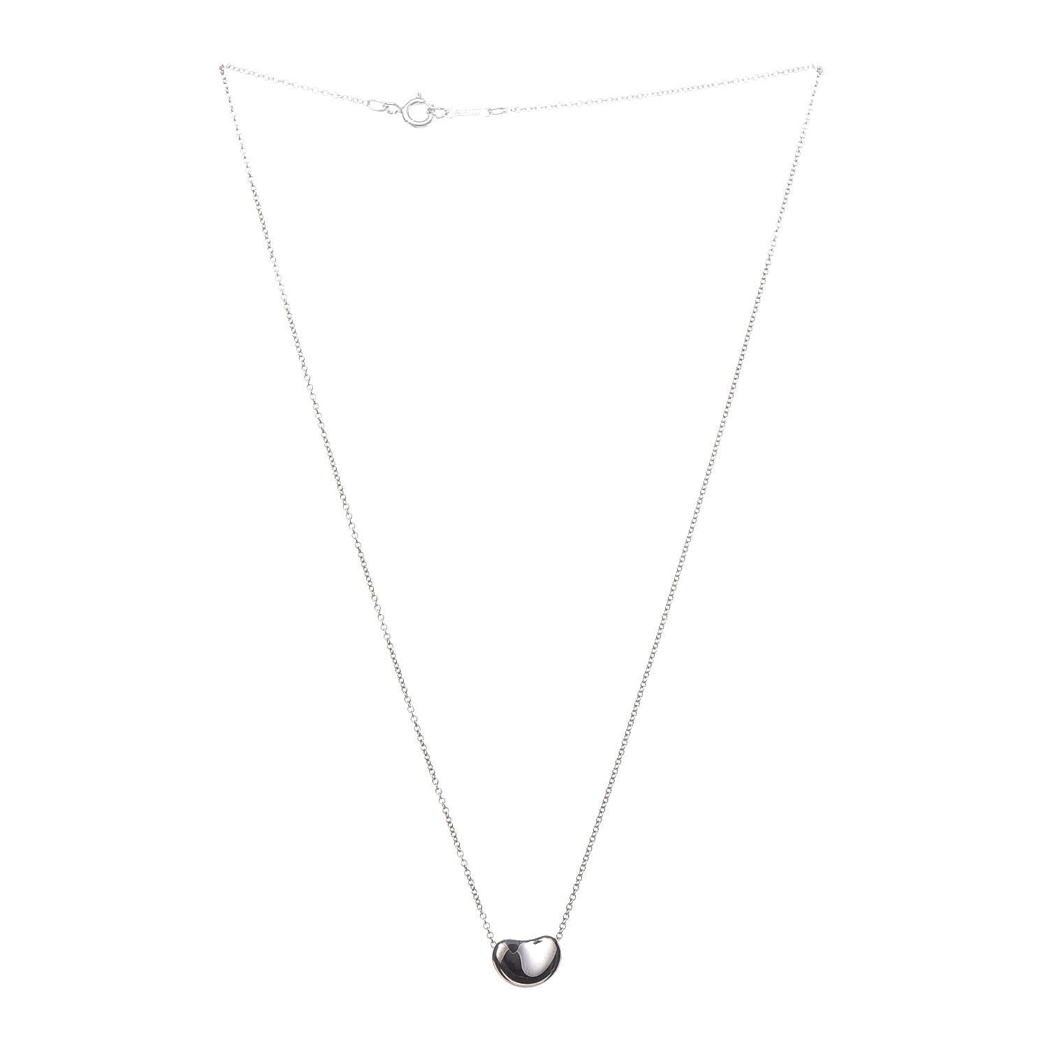 Tiffany Sterling Silver 9mm Elsa Peretti Bean Pendant Necklace 3 of 6