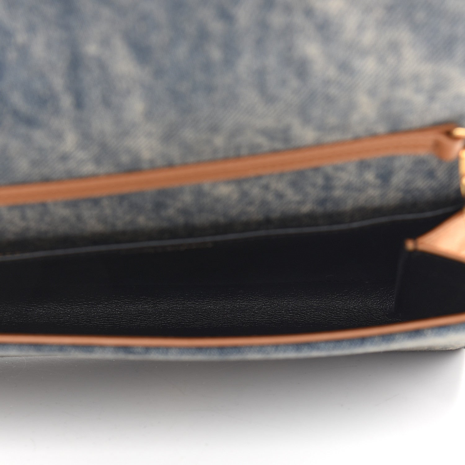 Saint Laurent Denim Monogram Chain Wallet Rodeo Blue Cinnamon 5 of 8