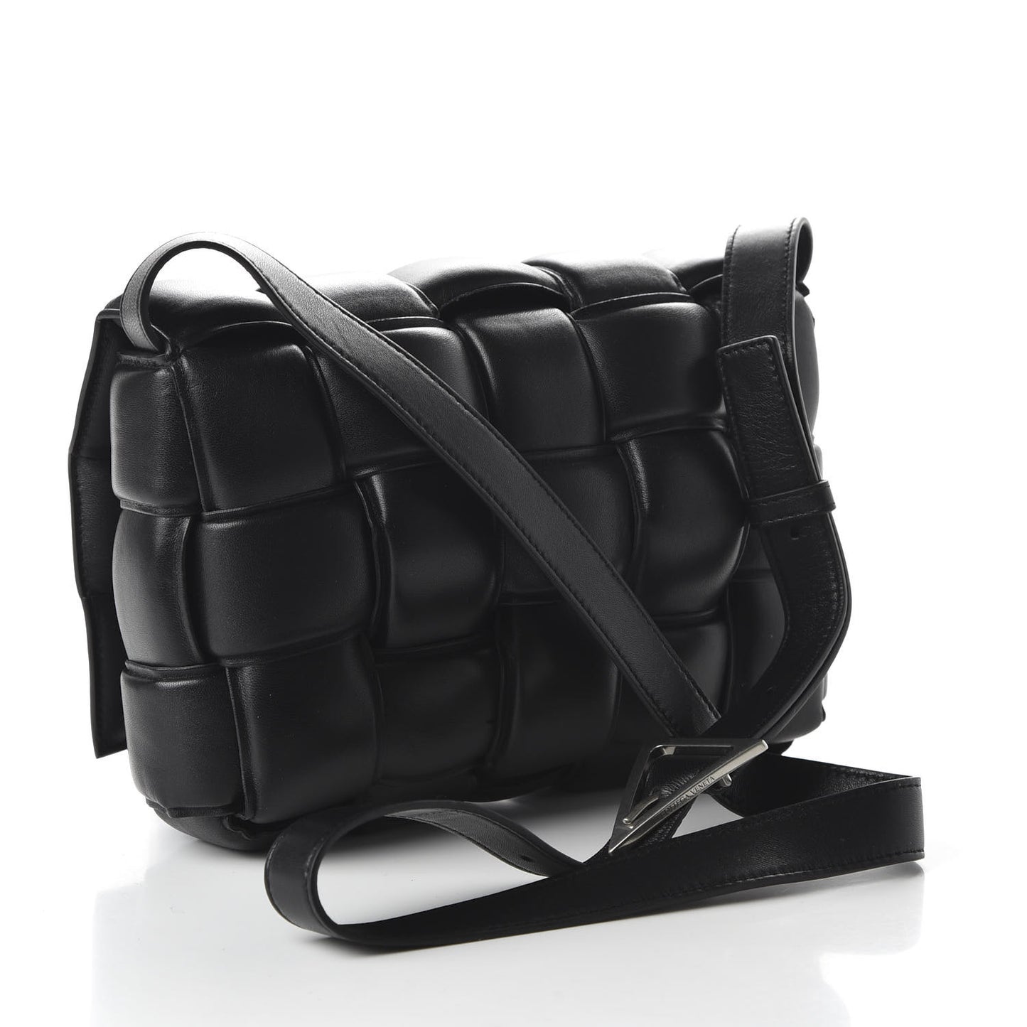 Nappa Maxi Intreccio Padded Cassette Crossbody Bag Black