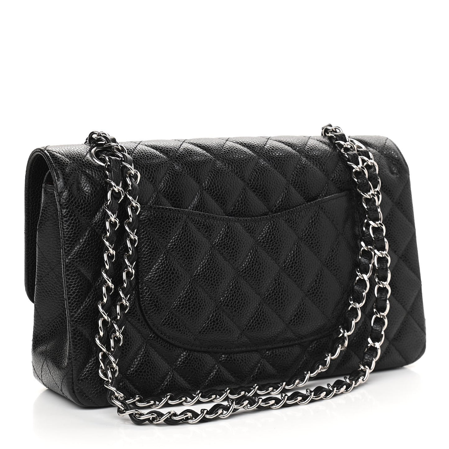 Caviar Quilted Medium Double Flap Black
