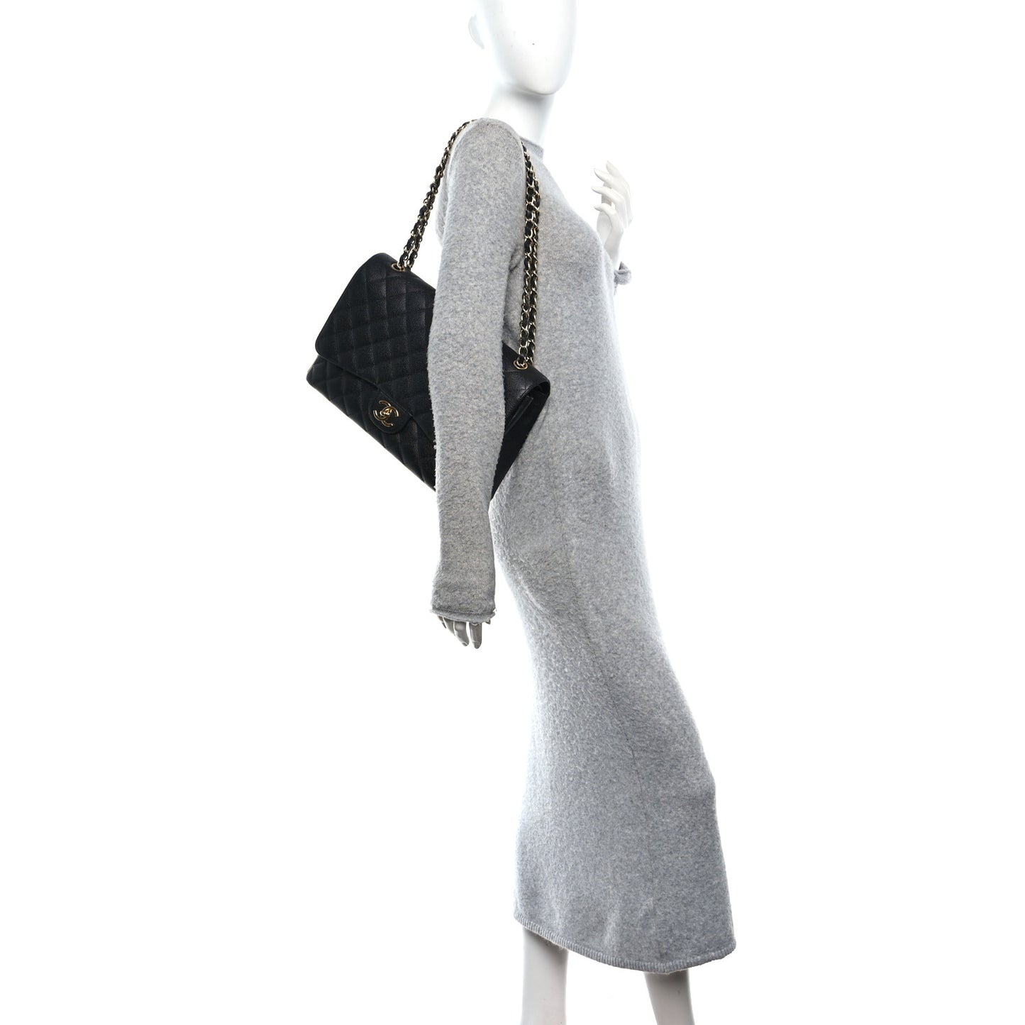 Caviar Quilted Maxi Double Flap Black