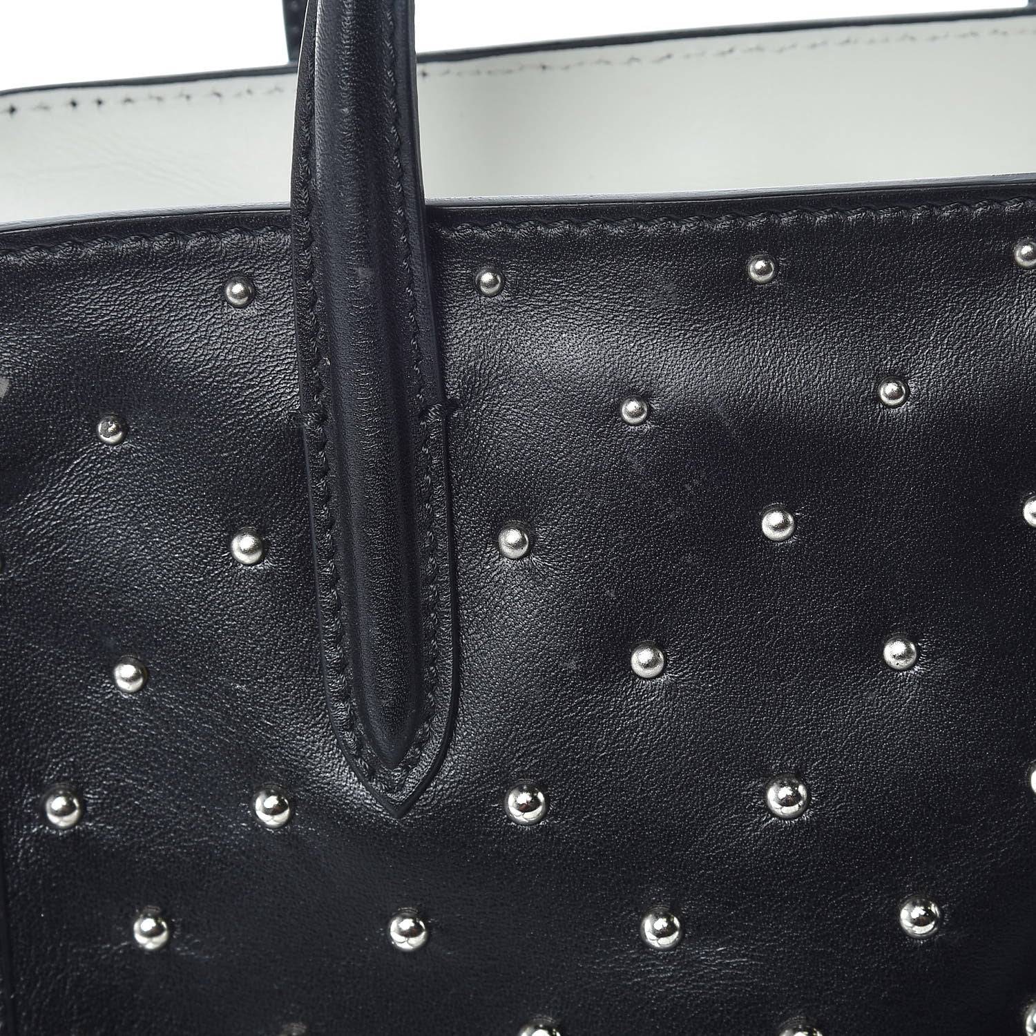 Alexander McQueen Calfskin Studded Mini Padlock Tote Black White 10 of 12