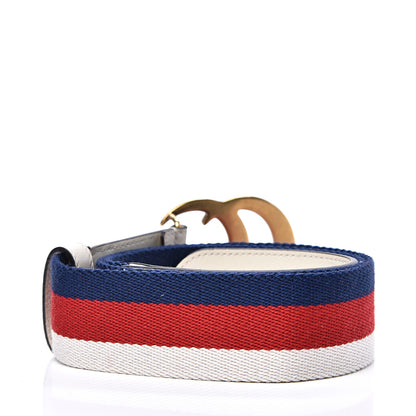 Gucci Nylon Calfskin Sylvie Web Double G 40mm Belt 85 34 Mystic White Hibiscus Red Maritime 2 of 4