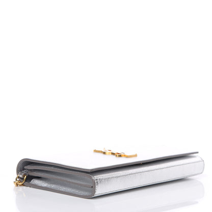 Saint Laurent Metallic Calfskin Monogram Chain Wallet Argento 4 of 9