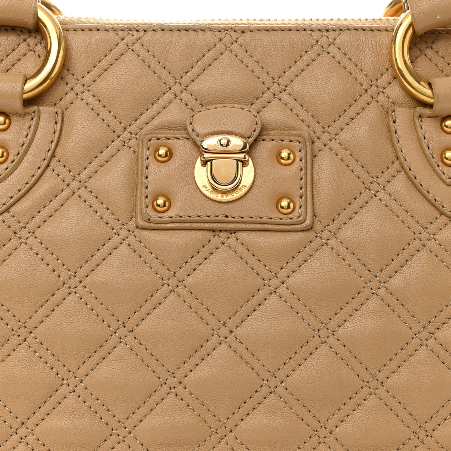 Lacquered Goatskin Quilted Karlie Satchel Brown