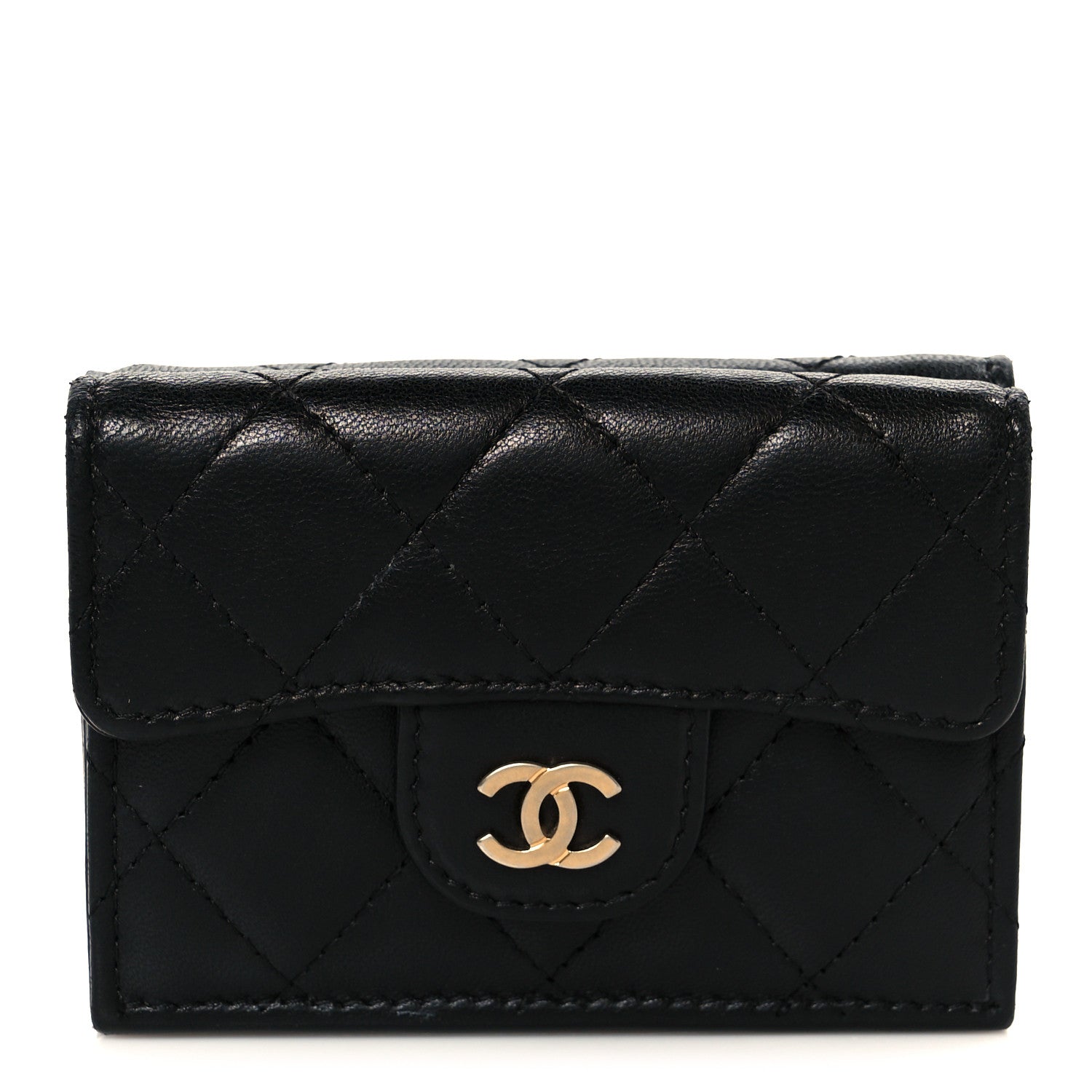 Chanel Lambskin Quilted Double Flap Wallet Black 1 of 11