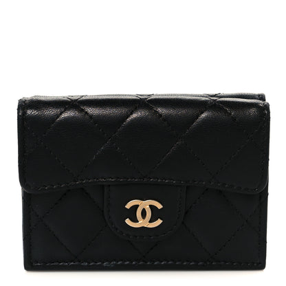 Chanel Lambskin Quilted Double Flap Wallet Black 1 of 11